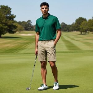 PGA Tour Golf Men’s Shorts Flat Front Tan Shorts Pockets Size-38 EUC